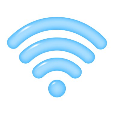 3d WIFI simgesi, kablosuz internet işareti, şeffaf arkaplanda izole edilmiş. Vektör illüstrasyonu.