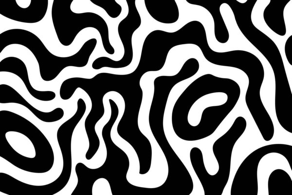Abstract Black and white wallpaper. Wavy and swirled brush strokes isolated on transparent background. Vector illustration.
