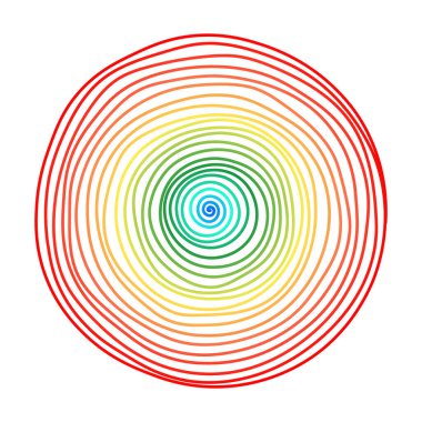 Ortadaki maviden dış kenarlardaki kırmızıya doğru renk değiştiren bir spiral gösteren canlı bir grafik. Vektör illüstrasyonu