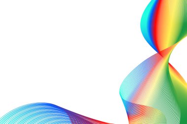 Temiz şeffaf arkaplanda akan soyut renkli dalgalı çizgiler. Mesajlaşmak için bir yer. Vektör illüstrasyonu.