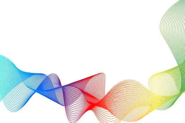 Temiz şeffaf arkaplanda akan soyut renkli dalgalı çizgiler. Uzayı kopyala Vektör illüstrasyonu.