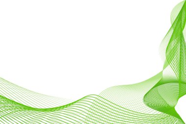 Şeffaf bir arkaplanda soyut yeşil dalgalı çizgiler. Yaratıcı çizgi sanat arka planı, dalga tasarımı. Aziz Patrick günün kutlu olsun. Vektör illüstrasyonu.