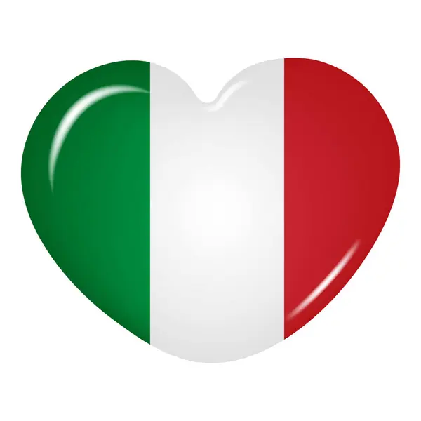 Heart Shaped Icon Italian Flag Isolated Transparent Background Country Flag — Stock Vector