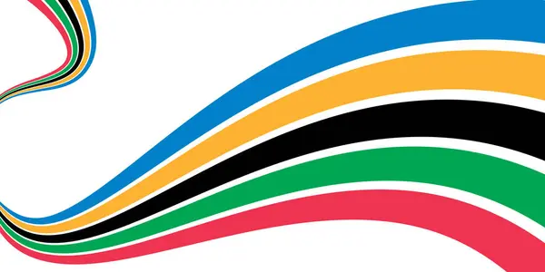 Canlı Soyut Eğriler Beyaz Arkaplanda Akıyor. Olimpiyat oyunları renklerinin soyut dalgalı çizgileri. Vektör illüstrasyonu.