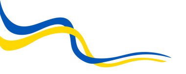 Beyaz arka planda izole edilmiş mavi ve sarı dalgalı çizgiler. Ukrayna bayrağı. Vektör illüstrasyonu.