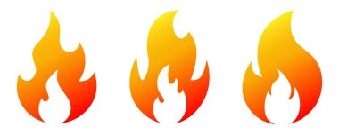 Şeffaf bir arkaplanda izole edilmiş üç Olimpiyat alevi. Olimpiyat oyunları öğeleri. Vektör çizimi. Vektör illüstrasyonu