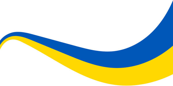 The winding Flag of Ukraine. Blue and yellow wavy stripes are isolated on a transparent background. Vector illustration.