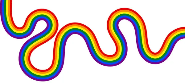 Soyut gökkuşağı arkaplanı. Şeffaf arkaplanda izole edilmiş gurur bayrağı renklerinin soyut dalgalı çizgileri. Gurur dolu bir ay pankartı. Vektör illüstrasyonu.