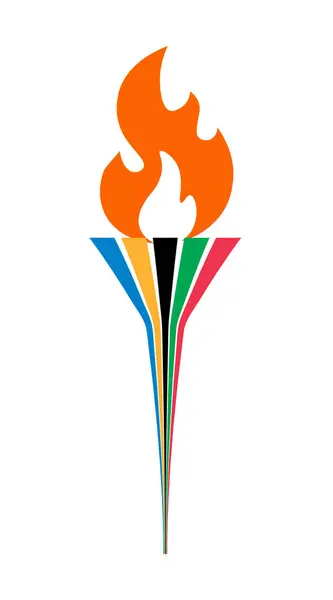 Set Three Unique Torches Flames Symbols Sports Games Isolated Transparent — Stock Vector