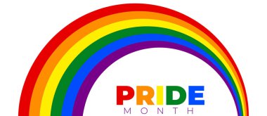 Gökkuşağı gurur bayrağı şeffaf bir arkaplanda izole edildi. Gurur dolu bir ay pankartı. Vektör illüstrasyonu.