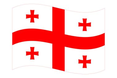 Gürcistan 'ın dalgalı bayrağı, şeffaf arka planda izole edilmiş. Vektör illüstrasyonu