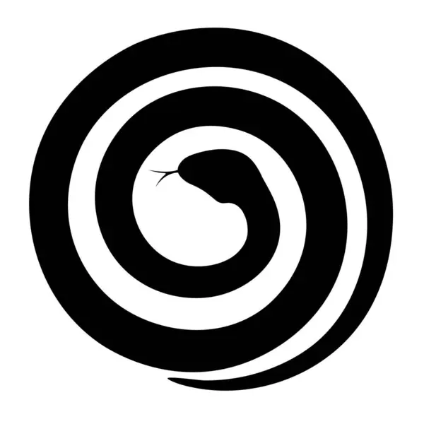 Şeffaf bir arkaplanda izole edilmiş spiral bir yılan. Yuvarlak siyah bir yılan silueti. Çin 'in yeni yıl sembolü 2025. Vektör illüstrasyonu.