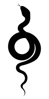 Black silhouette of a coiled snake isolated on a transparent background. Symbol of Chinese New Year 2025. Vector illustration