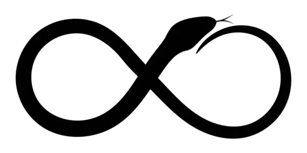 Şeffaf bir arkaplanda izole edilmiş, sonsuzluk işareti şeklinde kıvrımlı bir yılanın siyah silueti. Çin 'in yeni yıl sembolü 2025. Vektör illüstrasyonu.