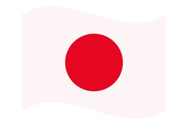 Japonya 'nın dalgalı bayrağı, şeffaf arka planda izole edilmiş. Japon bayrağı. Vektör illüstrasyonu.