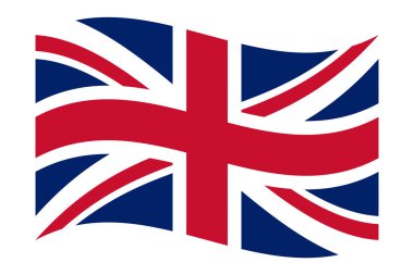 Büyük Britanya 'nın dalgalı bayrağı, şeffaf arka planda izole edilmiş. Birleşik Krallık bayrağı. Vektör illüstrasyonu.
