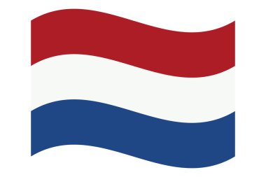 Hollanda 'nın dalgalı bayrağı, şeffaf arka planda izole edilmiş. Hollanda Krallığı 'nın bayrağı. Vektör illüstrasyonu.