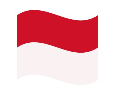 Monako 'nun dalgalı bayrağı, şeffaf arka planda izole edilmiş. Monako Prensliğinin bayrağı. Vektör illüstrasyonu.