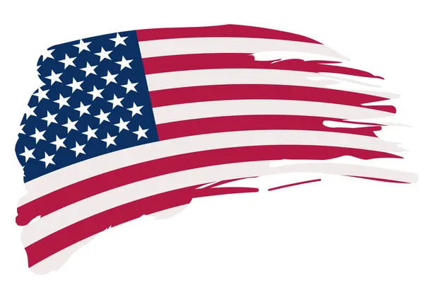 Amerikan bayrağının renklerinde desenli fırça boyası, şeffaf bir arkaplanda izole edilmiş. Amerikan markasından yapılmış. Vektör illüstrasyonu.