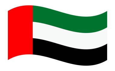 BAE 'nin dalgalı bayrağı, şeffaf arkaplanda izole edilmiş. Birleşik Arap Emirlikleri bayrağı. BAE Ulusal Günü. Vektör illüstrasyonu.