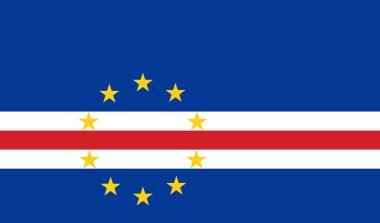 Cape Verde 'nin resmi ulusal bayrağı. Cape Verde Cumhuriyeti bayrağı. Vektör illüstrasyonu.