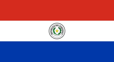 Paraguay 'ın resmi ulusal bayrağı. Paraguay Cumhuriyeti bayrağı. Vektör illüstrasyonu.