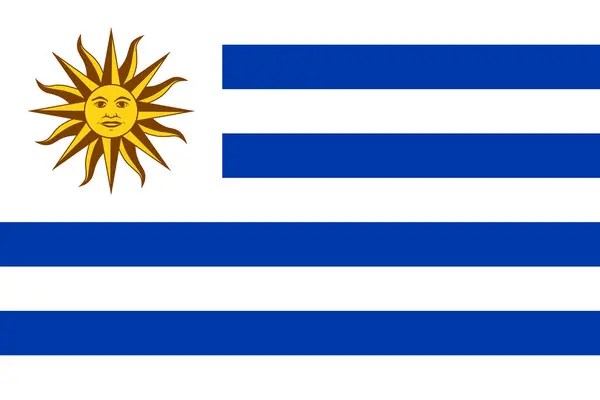 Uruguay 'ın resmi ulusal bayrağı. Uruguay Doğu Cumhuriyeti bayrağı. Vektör illüstrasyonu.