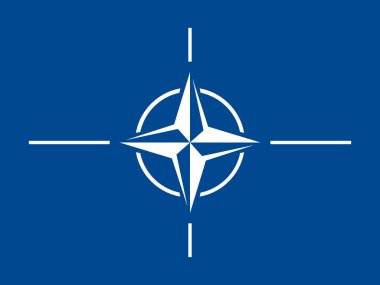 NATO 'nun resmi bayrağı. Kuzey Atlantik Antlaşma Örgütü bayrağı. Askeri ittifak. Vektör illüstrasyonu.