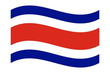 Kosta Rika 'nın dalgalı ulusal bayrağı, şeffaf bir arkaplanda izole edilmiş. Kosta Rika Cumhuriyeti bayrağı. Vektör illüstrasyonu.