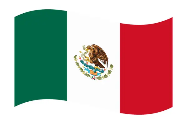 Meksika 'nın dalgalı bayrağı, şeffaf bir arka planda izole edilmiş. Amerika Birleşik Devletleri bayrağı. Vektör illüstrasyonu.