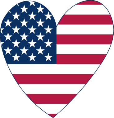 Amerikan bayrağı taşıyan kalp şekli, şeffaf bir arkaplanda izole edilmiş. PNG