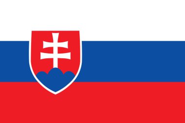 Slovakya resmi ulusal bayrağı. Slovakya Cumhuriyeti bayrağı. Oranlar ve renkler doğru. Vektör illüstrasyonu.