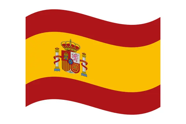 İspanya 'nın dalgalı ulusal bayrağı, şeffaf bir arkaplanda izole edilmiş. Yüksek kaliteli vektör illüstrasyonu.