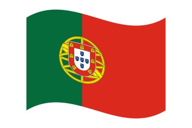 Portekiz 'in dalgalı ulusal bayrağı, şeffaf bir arkaplanda izole edilmiş. Portekiz Cumhuriyeti bayrağı. Yüksek kaliteli vektör illüstrasyonu.