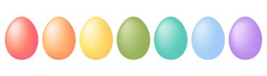 Renkli Paskalya Yumurtaları. Değişik renklerde yedi gradyan Paskalya yumurtasından oluşan canlı bir koleksiyon. Paskalya tasarımları, davetiyeler ya da el işi projeleri için mükemmel