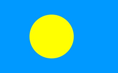 Palau 'nun resmi bayrağı. Palau Cumhuriyeti bayrağı. Okyanusya. Vektör illüstrasyonu.