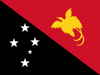 Papua Yeni Gine 'nin resmi bayrağı. Papua Yeni Gine Bağımsız Devleti Bayrağı. Vektör illüstrasyonu.