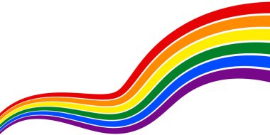 Şeffaf arkaplanda LGBT Bayrağı izole edilmiş Gurur Ayı pankartı. Gökkuşağı veya Gurur Bayrağı. Mesaj için yer. Gurur Gökkuşağı Bayrak Dalgası Tasarım Elemanı. Vektör İllüstrasyonu.