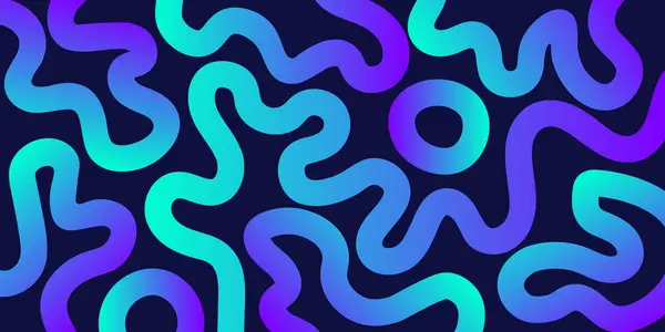 Karanlık bir arkaplanda soyut mavi neon dalgaları. Soyut arkaplan. Modern tasarım, web, baskı ve markalaşma projeleri için mükemmel. Vektör illüstrasyonu.