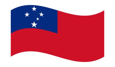 Şeffaf arkaplanda izole edilmiş, dalgalı Samoa bayrağı. Bağımsız Samoa Eyaleti bayrağı. Polinezya. Vektör illüstrasyonu.