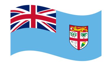 Fiji 'nin Dalgalı Bayrağı, şeffaf arkaplanda izole. Fiji Cumhuriyeti bayrağı. Vektör illüstrasyonu.
