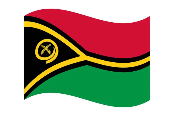 Vanuatu 'nun Dalgalı Bayrağı, şeffaf arkaplanda izole. Vanuatu Cumhuriyeti bayrağı. Vektör illüstrasyonu.