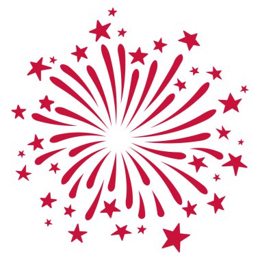 Kırmızı havai fişekler arka planda izole edildi. ABD 'de 4 Temmuz, ABD Bağımsızlık Günü, Anma Günü ve diğer ulusal tatiller için vektör illüstrasyonu.