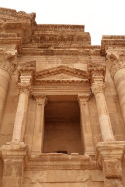 Elaborate patterns and details on the Arch of Hadrian, entrance gate to gerasa, Jerash, Jordan 2021