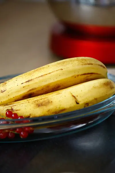 Banane Mature Biologiche Cucina — Foto Stock