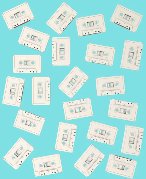 Abstract Image Cassettes Floating Randomly Space Retro Minimalism 80S 90S — Foto Stock
