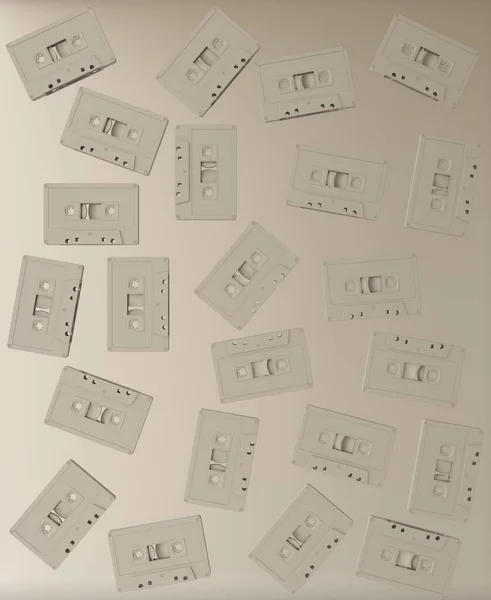 Abstract Image Cassettes Floating Randomly Space Retro Minimalism 80S 90S — Stockfoto
