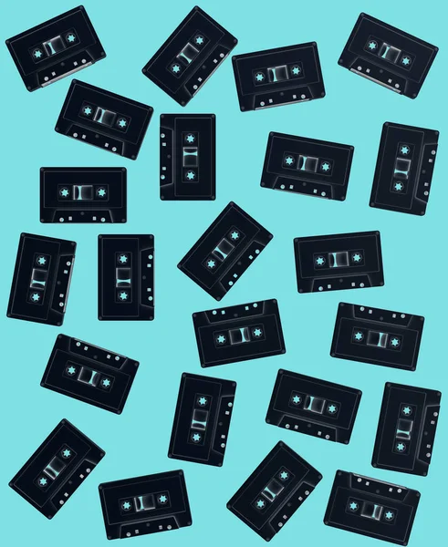 Abstract Image Cassettes Floating Randomly Space Retro Minimalism 80S 90S — Stockfoto