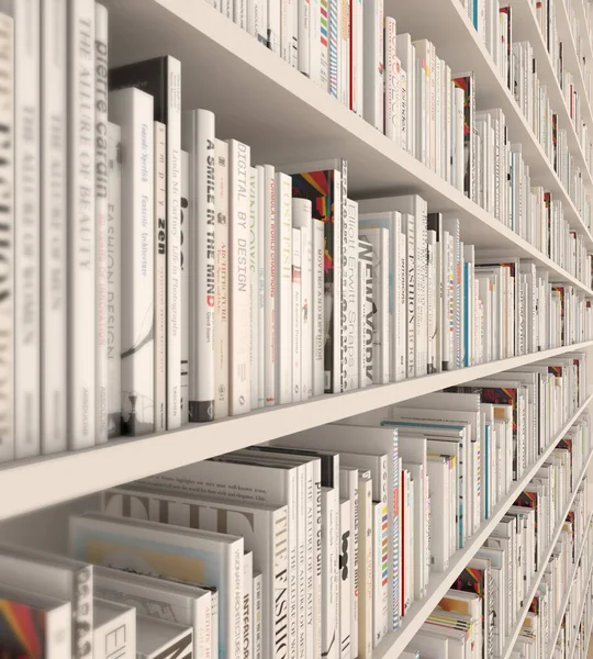 Primer Plano Los Libros Una Biblioteca Estantes Sobre Fondo Desenfocado —  Fotos de Stock