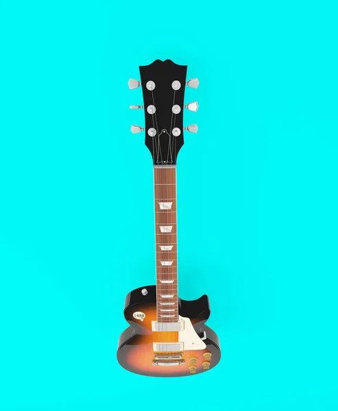 Bunte Gitarre Von Oben Betrachtet Auf Abstraktem Weißem Hintergrund Abstraktes — Stockfoto